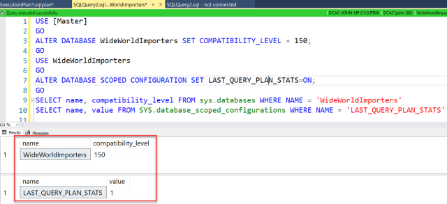 Using LAST_QUERY_PLAN_STATS in SQL Server